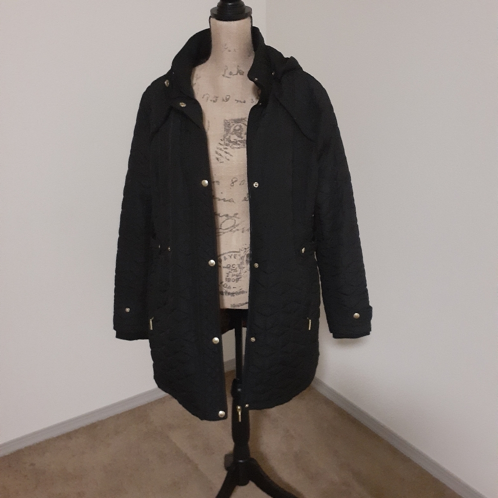 Weatherproof XXL Long Hooded Dark Coat